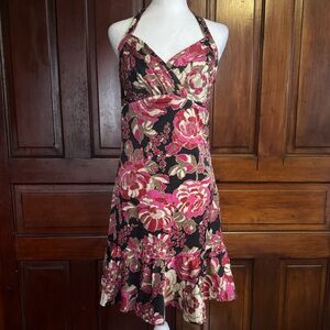 Y2K Guess Satin Floral Halter Dress Size 9